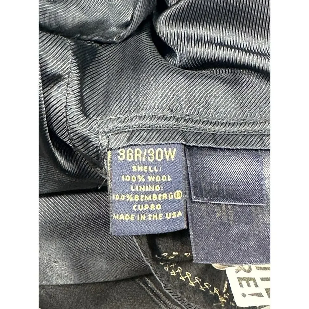 Brooks Brothers Navy Blue Wool Plaid Sports Coat, 36R Excellent Condition